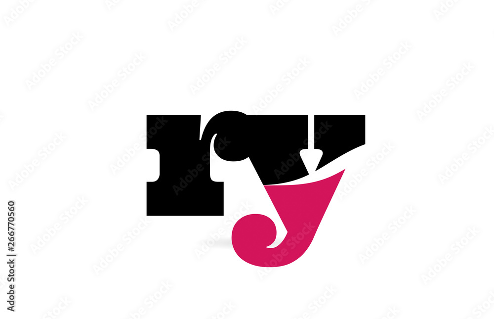 ry r y pink and black alphabet letter combination logo icon design - obrazy, fototapety, plakaty 
