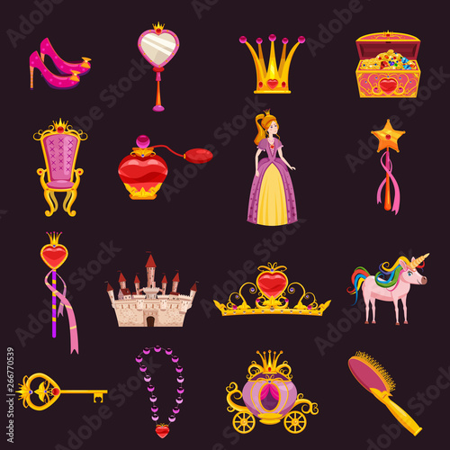 Set Princess World elements and attributes of design