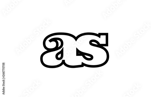 connected as a s black and white alphabet letter combination logo icon design
