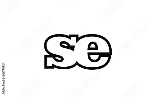 connected se s e black and white alphabet letter combination logo icon design