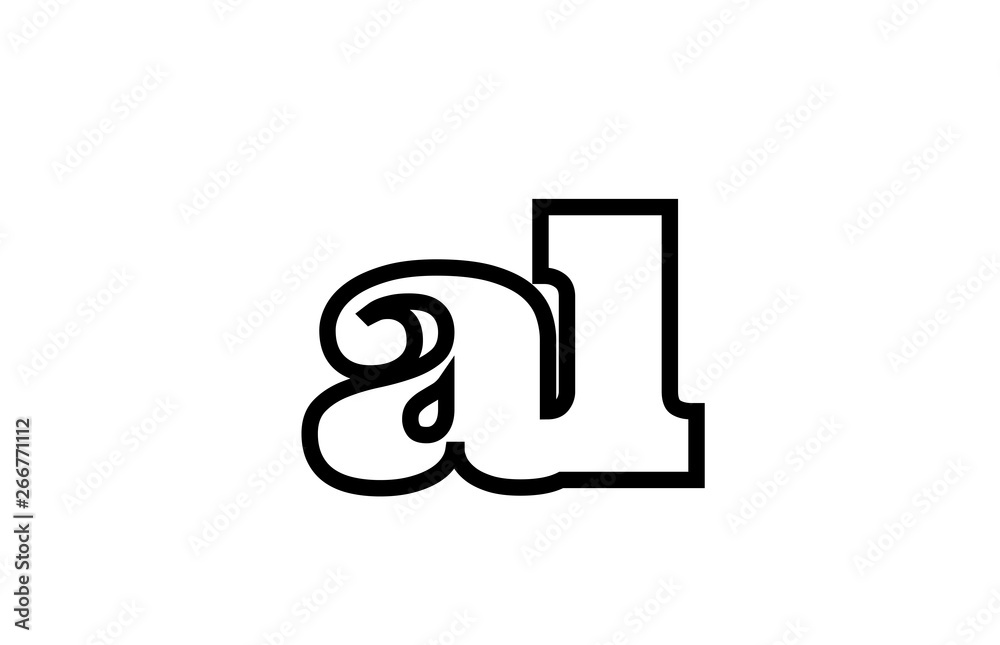 connected al a l black and white alphabet letter combination logo icon ...