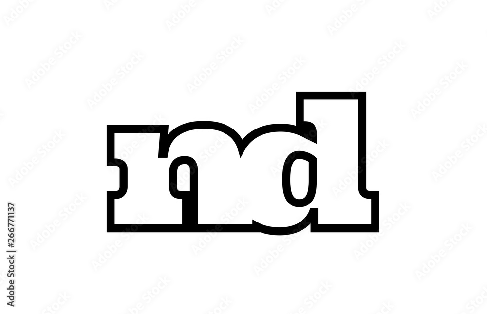 connected nd n d black and white alphabet letter combination logo icon design connected nd n d black and white alphabet letter combination logo icon design