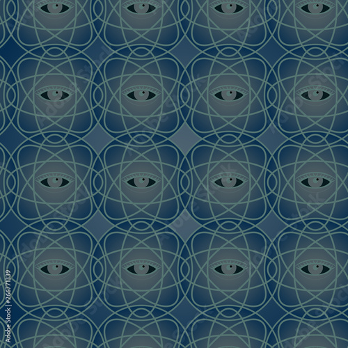 original seamless pattern with interlacing geometric shapes and all-seeing eye