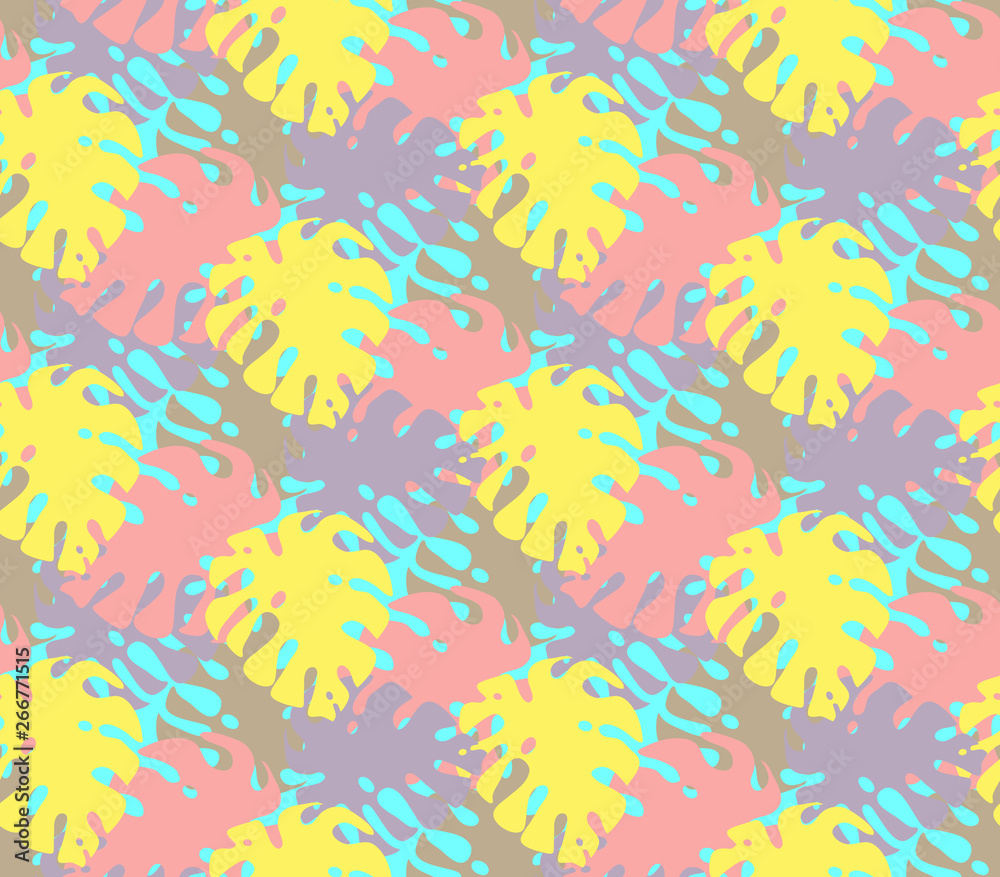 Palm Leaf Seamless Background. Monstera leaf pattern