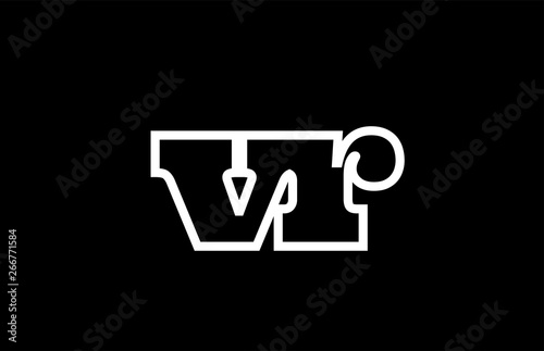 connected vr v r black and white alphabet letter combination logo icon design