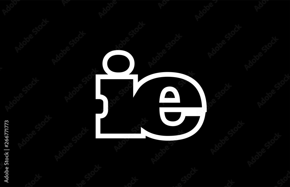 connected ie i e black and white alphabet letter combination logo icon design