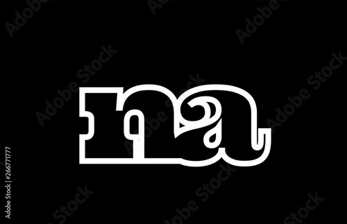 connected na n a black and white alphabet letter combination logo icon design