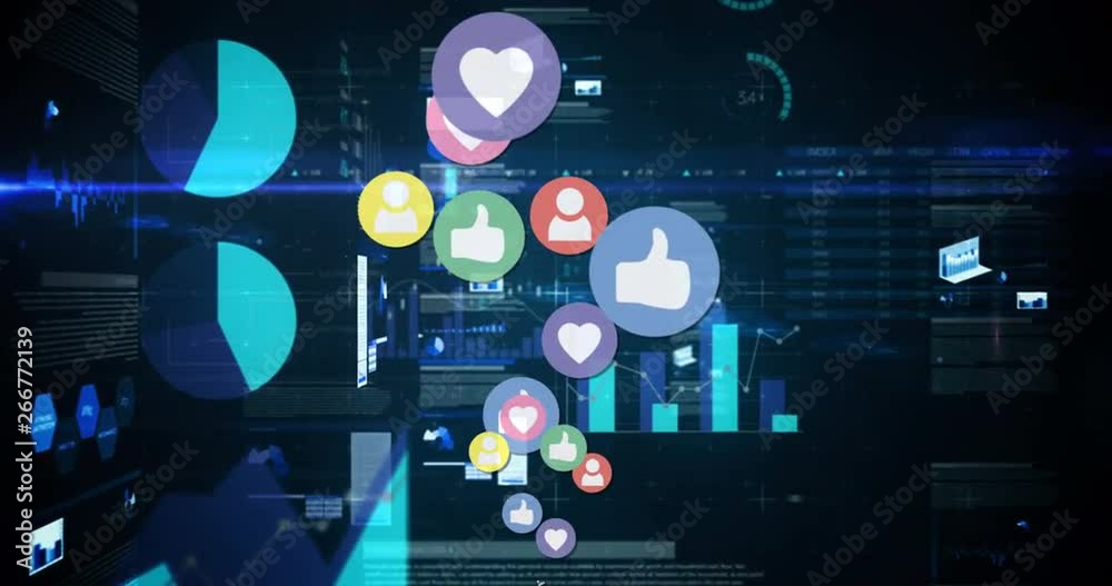 Social media icons with program codes 4k