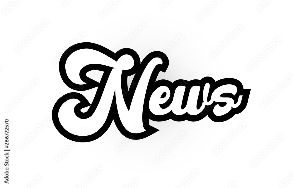 Obraz premium black and white News hand written word text for typography logo icon design