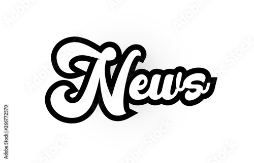 black and white News hand written word text for typography logo icon design