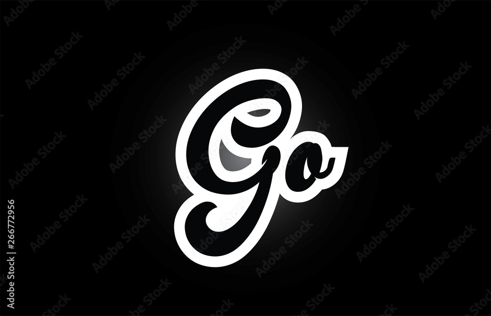 black and white Go hand written word text for typography logo icon design black and white Go hand written word text for typography logo icon design