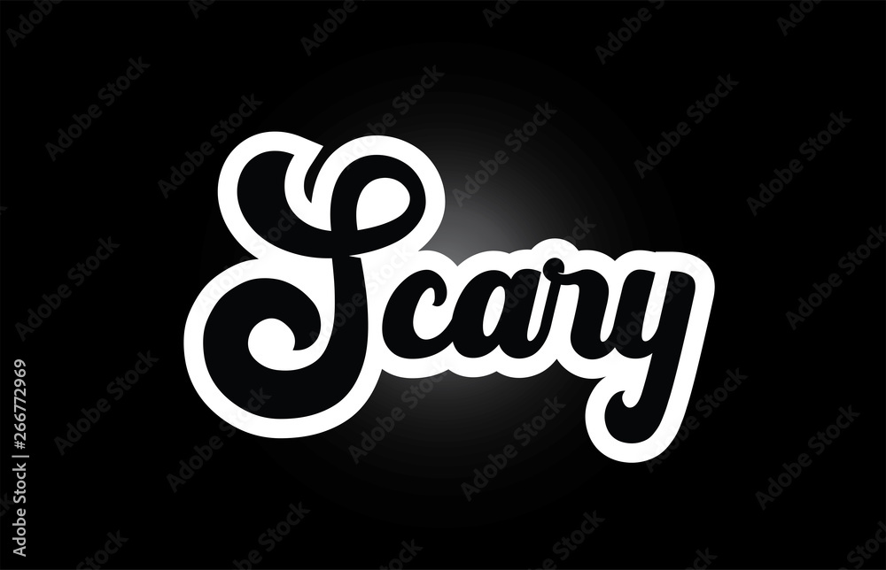 black and white Scary hand written word text for typography logo icon design black and white Scary hand written word text for typography logo icon design