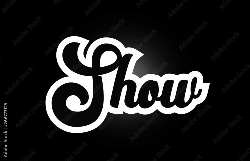 black and white Show hand written word text for typography logo icon design