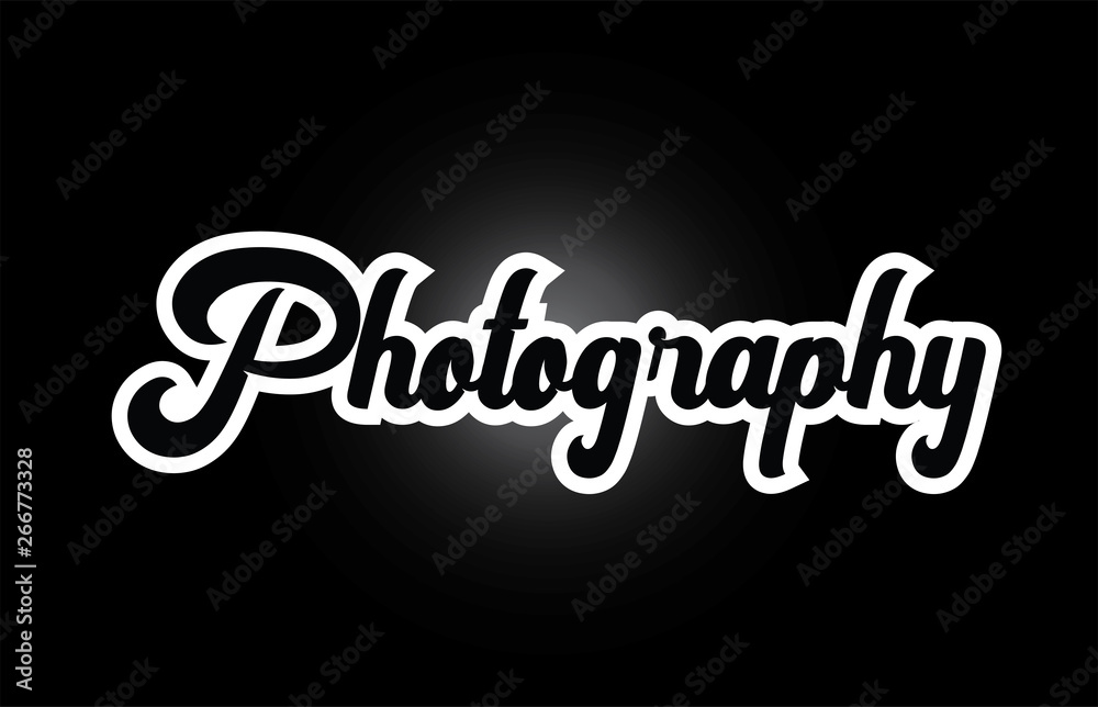 black and white Photography hand written word text for typography logo icon design