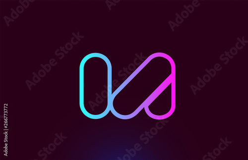 Vászonkép IA I A pink line alphabet letter combination logo icon design