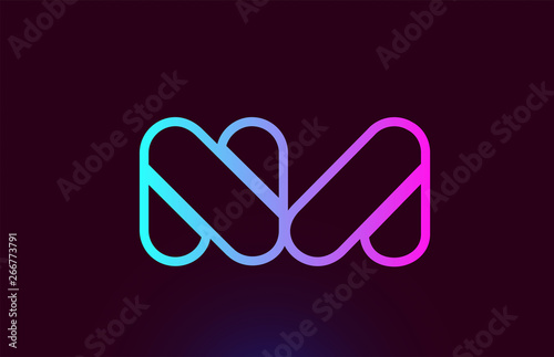 NA N A pink line alphabet letter combination logo icon design