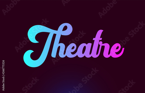 Theatre pink word text logo icon design for typography
