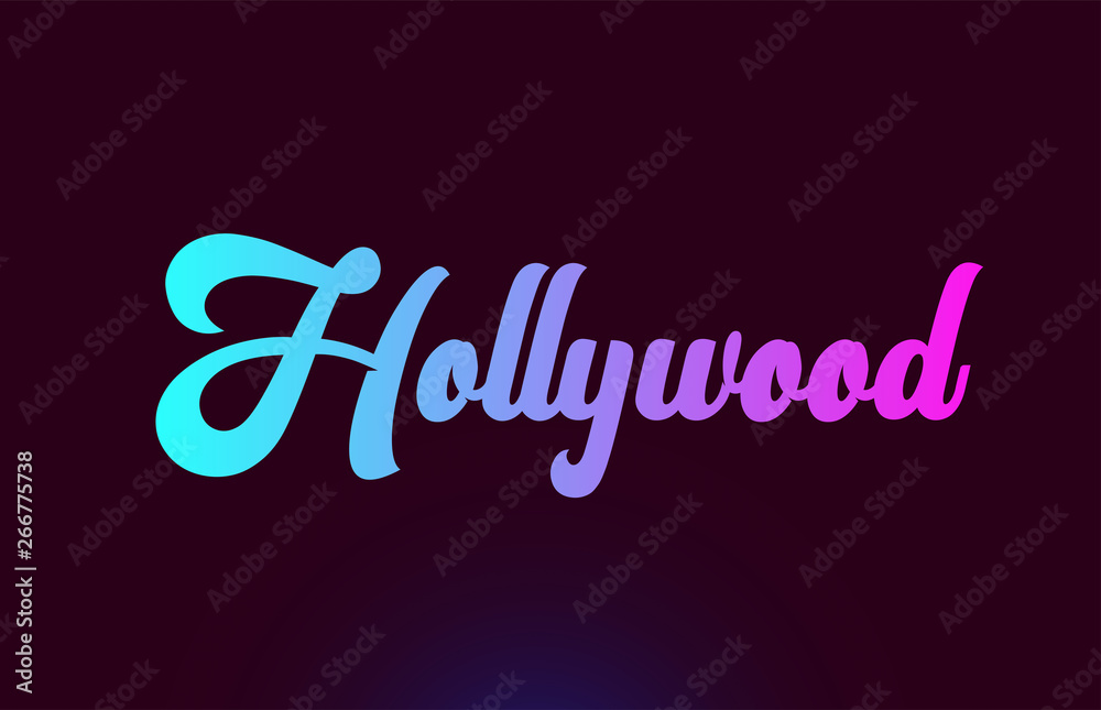 Hollywood pink word text logo icon design for typography