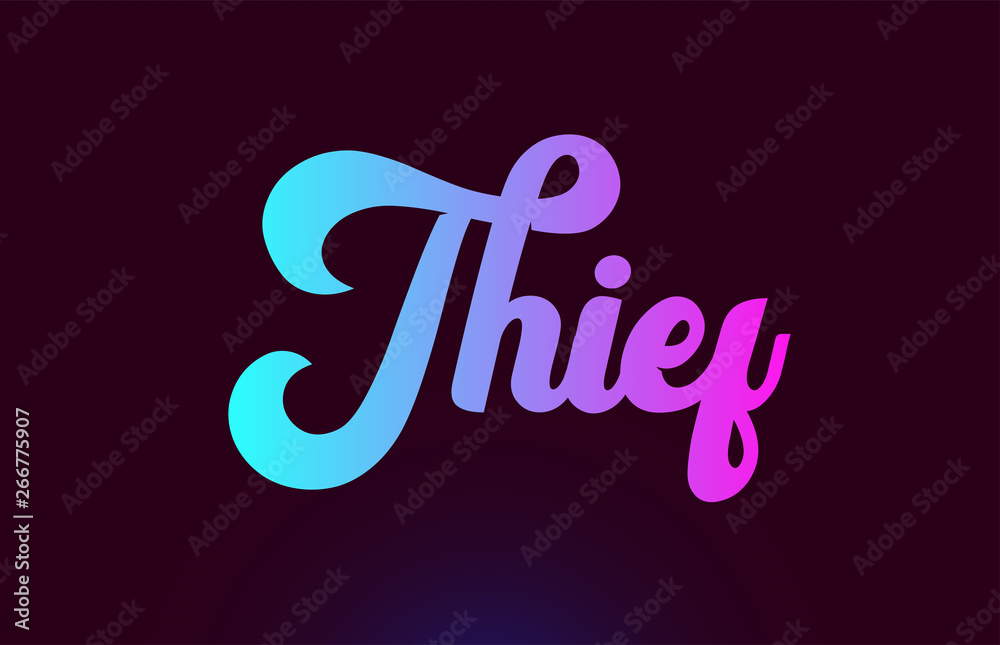 Thief pink word text logo icon design for typography