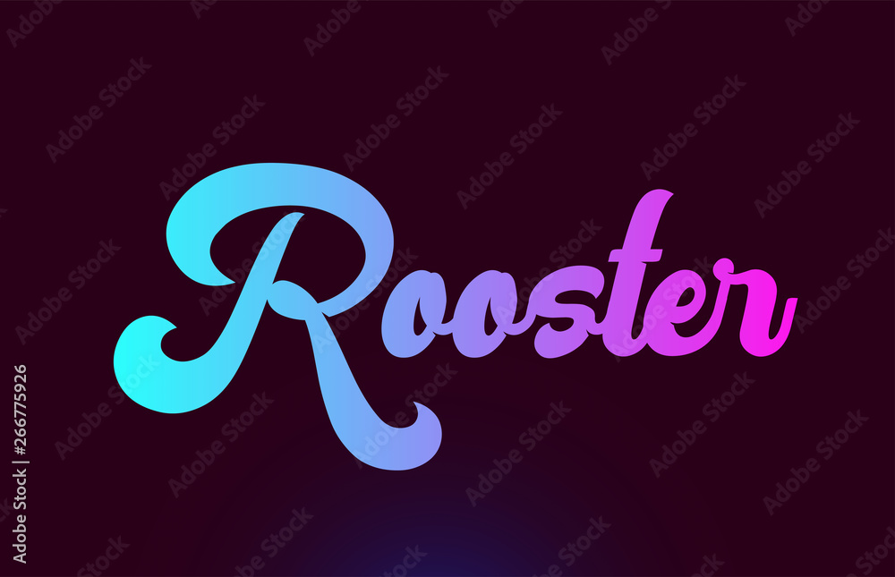 Fototapeta premium Rooster pink word text logo icon design for typography