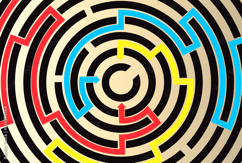 Multi Colored Arrows In The Center Of Maze Multi Colored Arrows In The Center Of Maze
