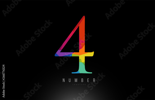 4 number rainbow colored logo company icon design