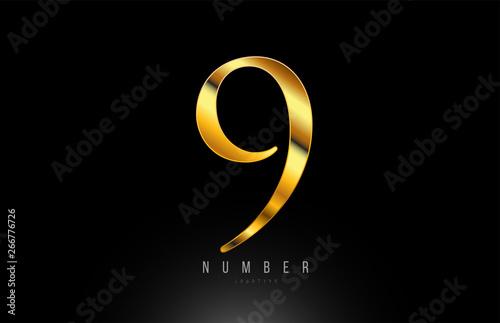 Number gold golden 9 logo company icon design