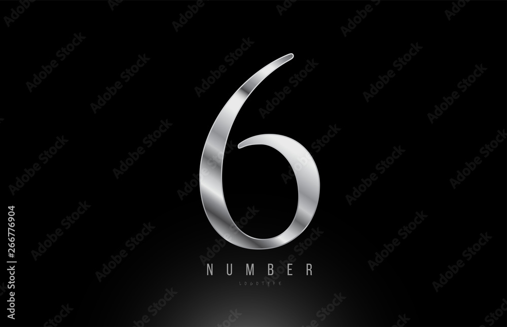 Silver grey metallic number 6 logo design Silver grey metallic number 6 logo design