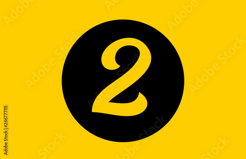 yellow number 2 logo icon design with black circle