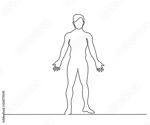 Man standing in anatomy position Continuous line