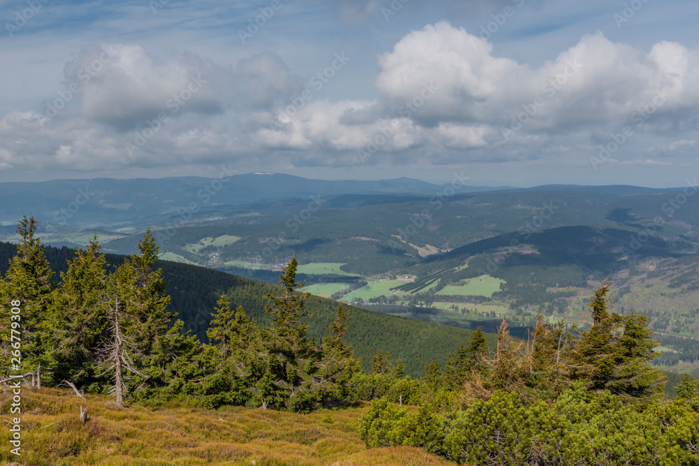 Obraz premium Panorama view from Serak hill with spring trees and forests