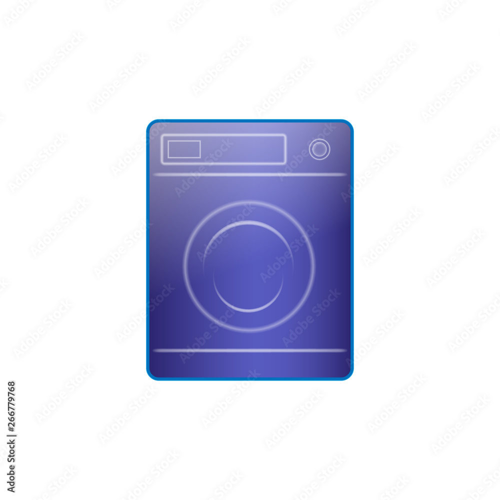 The washing machine icon is blue, you can use it as a designation of large household appliances in the online store or on advertising banners.
