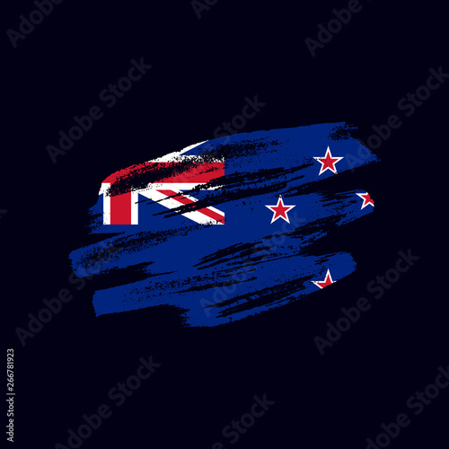 Grunge textured New Zealander flag. Vector brush painted flag of New Zealand isolated on dark blue background. Frayed and scratched the national symbol of the island country