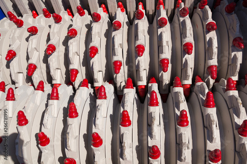 industry coal crusher teeth red and white colors