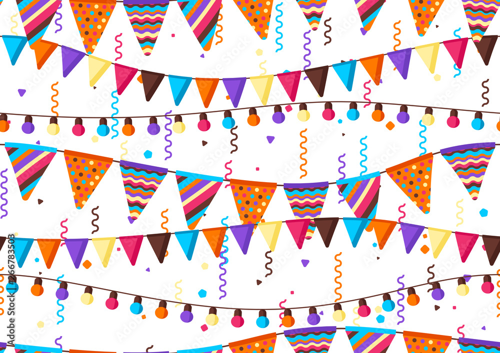 Obraz premium Seamless pattern with garland of flags.