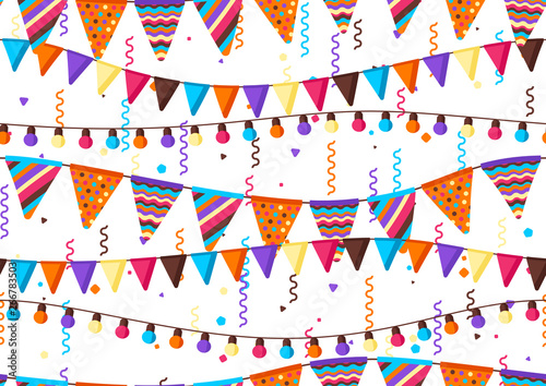 Seamless pattern with garland of flags.