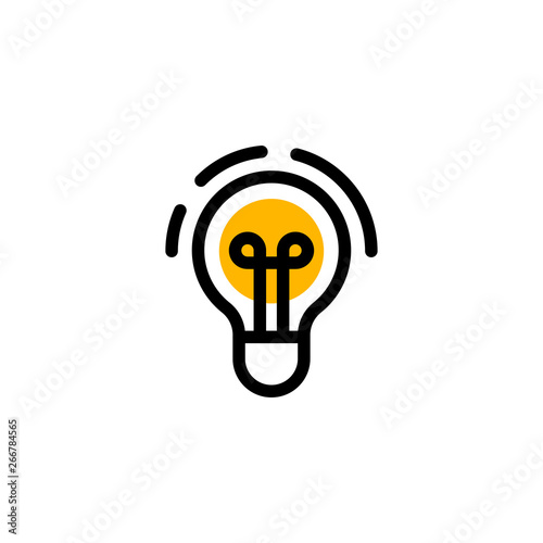 Idea icon, light bulb linear pictogram, symbol of solution and creativity