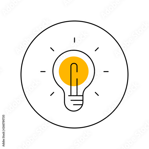 Light bulb icon, lamp pictogram. Symbol of idea and creativity.