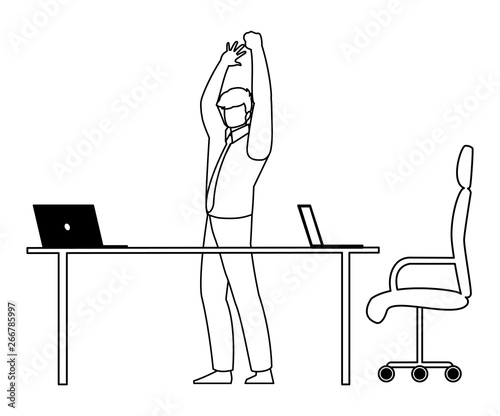 elegant businessman with laptop in desk office