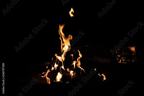 fire on black background in campfire © Jaco