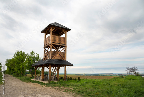 The wooden watchtower  in the countryside