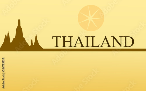 Thailand Amazing Tourism wat arun temple gold color design for banner vector. Thai art graphic sign illustration.