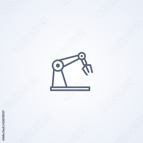industrial robotic manipulator, vector best gray line icon