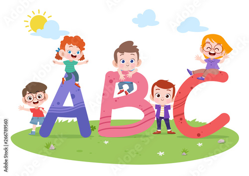 kids play alphabet vector illustration