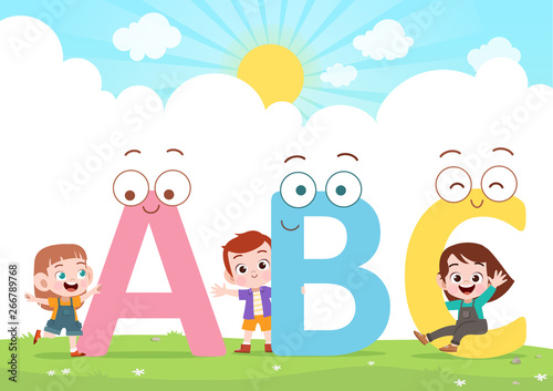kids play alphabet vector illustration