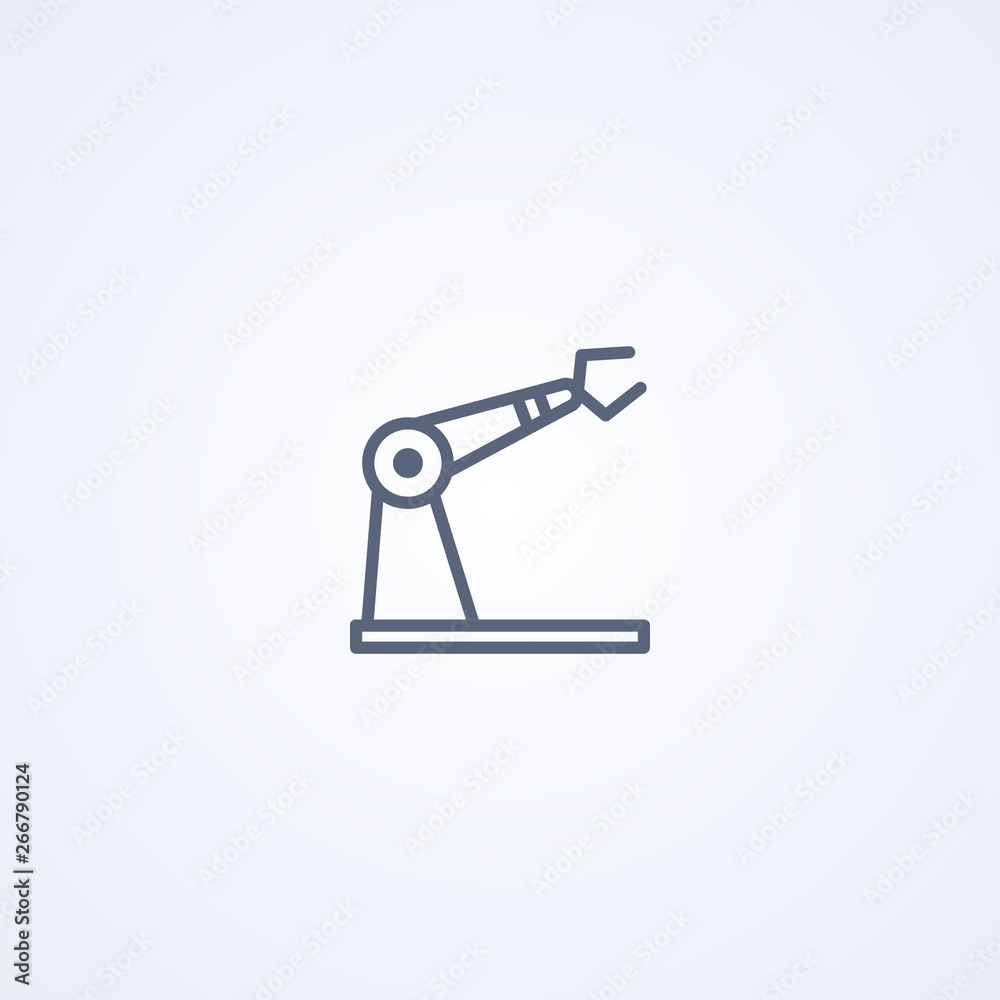 Robotic arm manipulator, vector best gray line icon Robotic arm manipulator, vector best gray line icon