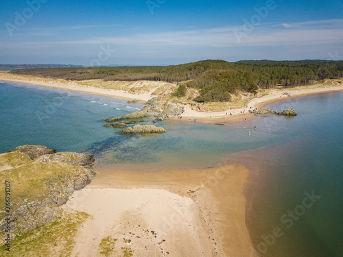 Llanddwyn Island Bay Anglesey Wales Great Britain Aerial View