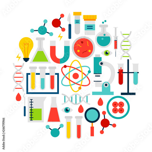 Science Laboratory Icons Circle