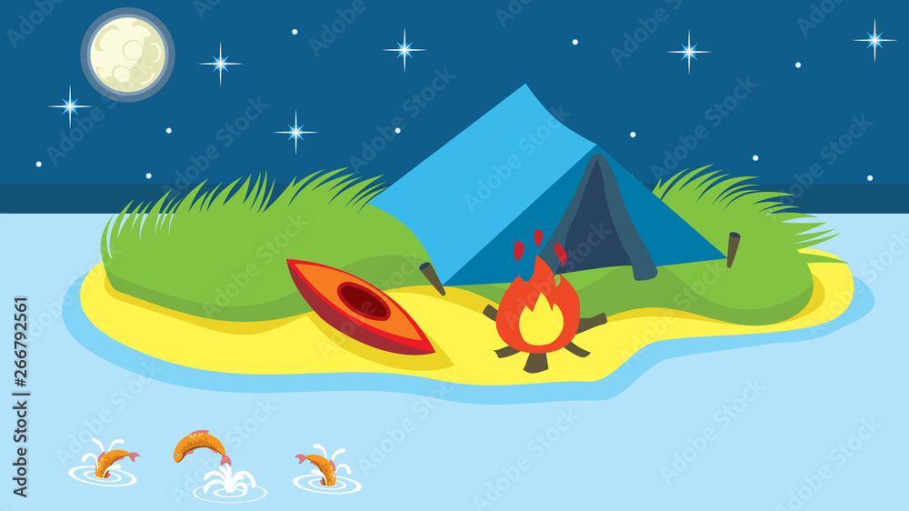 Night Camping on the Island Night Camping on the Island