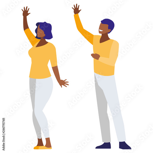 afro business couple avatars characters